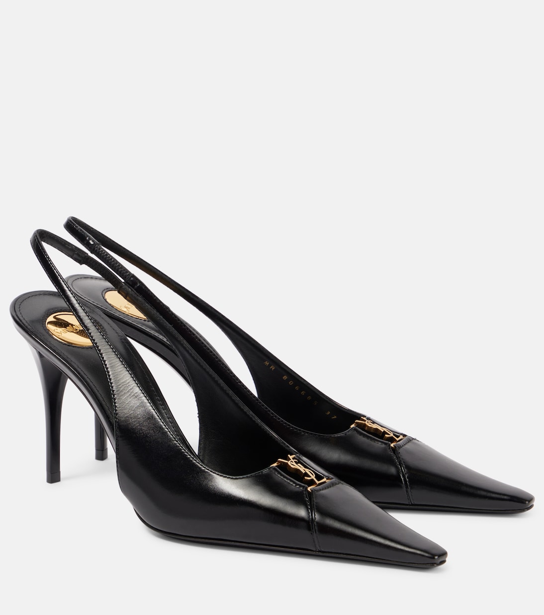 Babylone Breteuil 90 кожаные туфли-лодочки на ремешке Saint Laurent, Noir (Light Bronze)