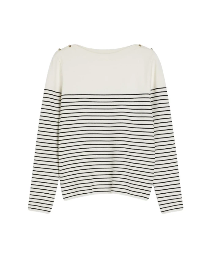 

Полосатая жаккардовая блузка с длинными рукавами Max Mara Studio, белый