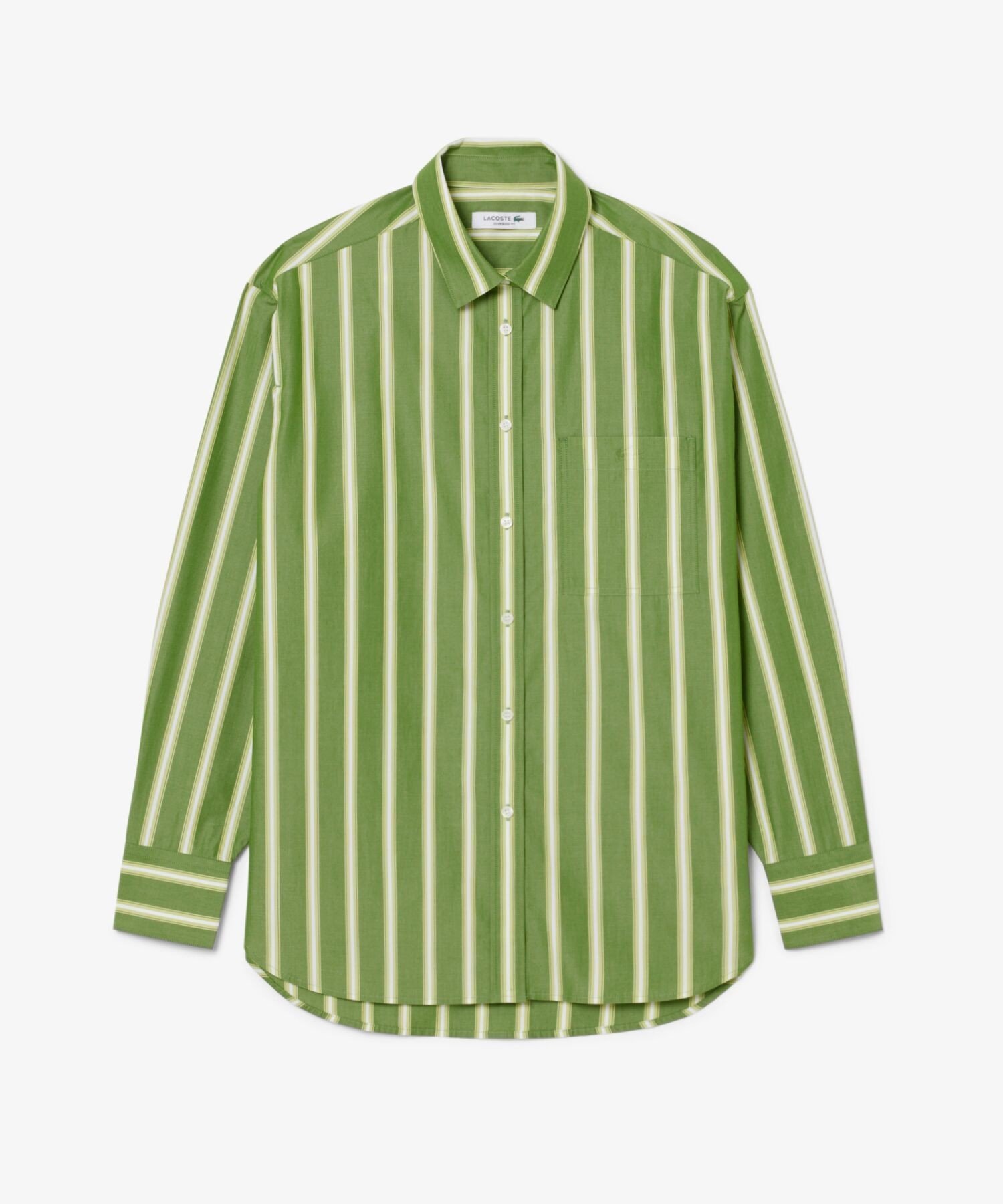 Рубашка LACOSTE Свободная полосатая из поплина, Зеленый — фото 3