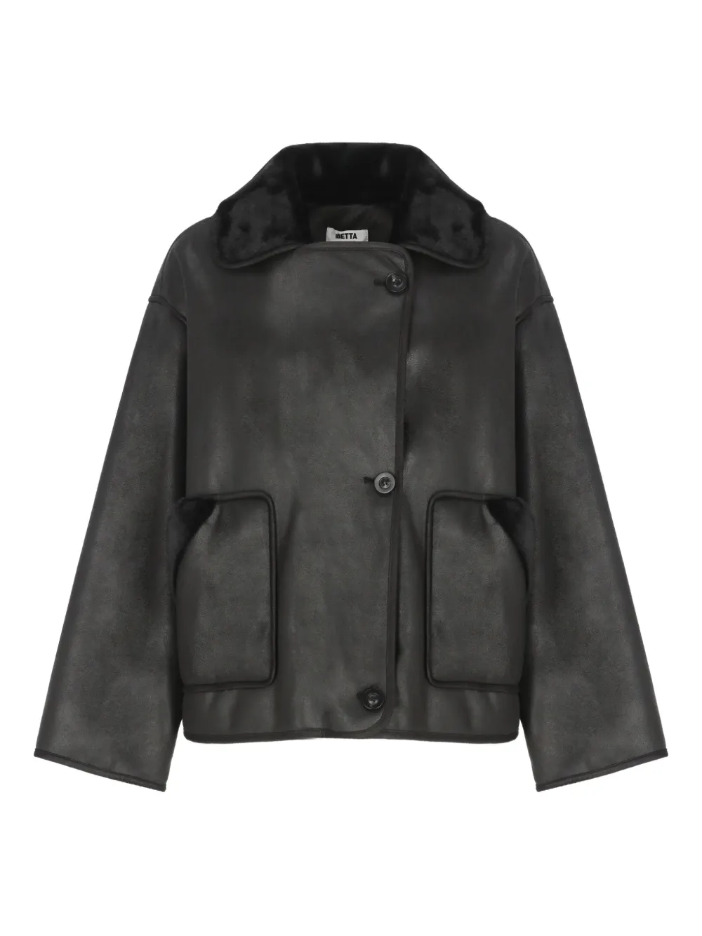 

Пальто с меховым воротником и карманами Betta Corradi, черный