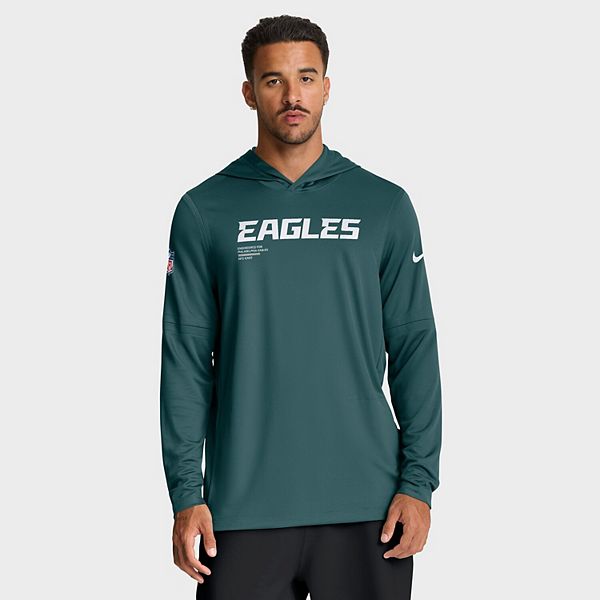 Мужская толстовка с длинным рукавом philadelphia eagles big & tall sideline performance цвета midnight green Nike