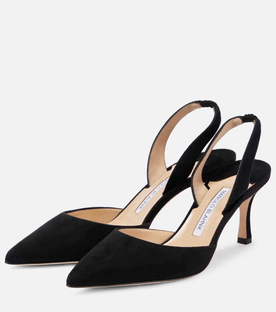 Кариолин 70 замшевые босоножки на шпильке с открытой пяткой Manolo Blahnik, 0015 Blck — фото 4