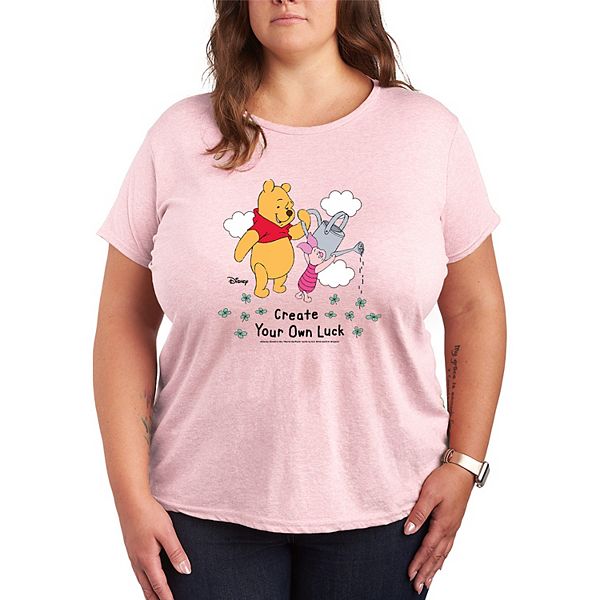 

Футболка с принтом Winnie the Pooh "Создай свою удачу" Plus size Disney, Heather Pink