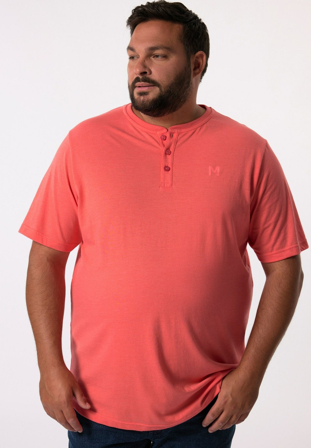 

Базовая футболка HENLEY HALBARM RUNDHALS Men Plus, коралловый