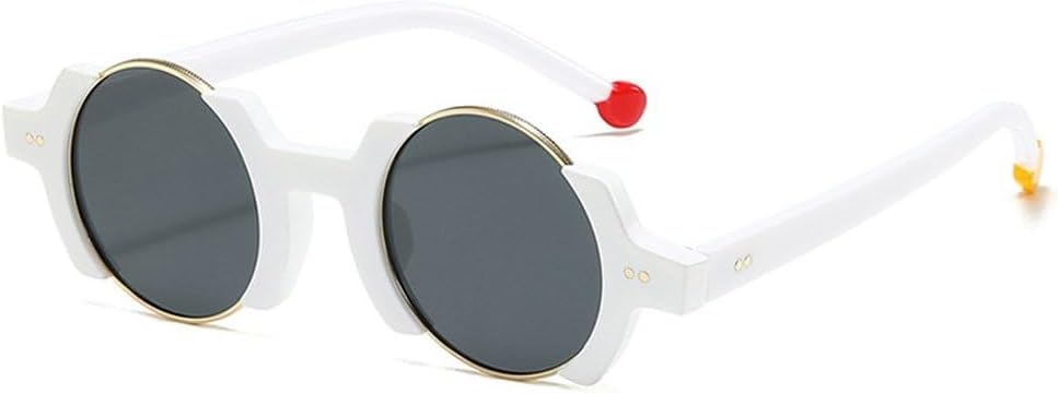 

Популярные модные круглые женские солнцезащитные очки в стиле панк, ретро-очки с заклепками, мужские модные желто-синие солнцезащитные очки с градиентным переходом цвета и защитой от УФ-излучения UV400 SKFGNX, White Grey