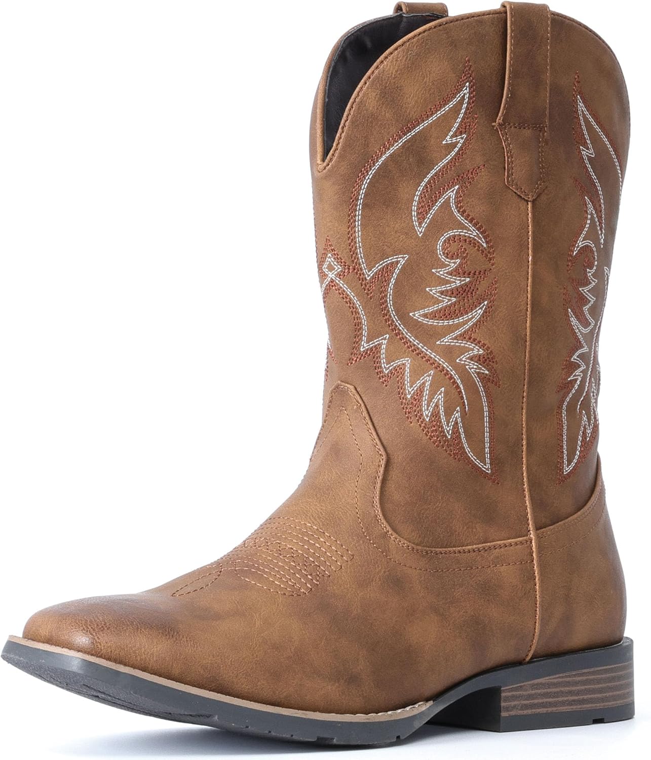 

Мужские ковбойские сапоги IUV с квадратным носком, вестерн-сапоги, прочные ретро-классические с вышивкой, на шнуровке, противоскользящие сельские сапоги, коричневый