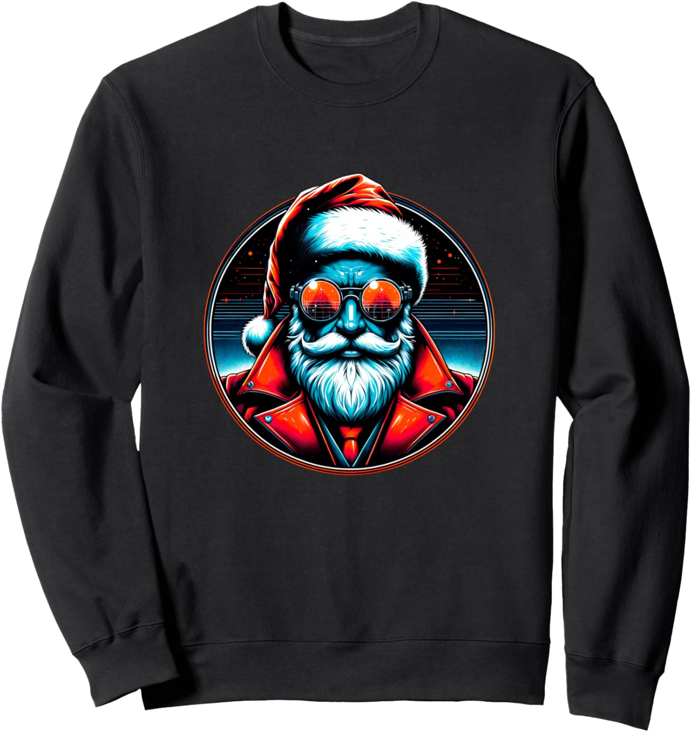 

Забавная рождественская толстовка с изображением Санта-Клауса в стиле киберпанк Cyberpunk Santa Claus Funny Shop, черный