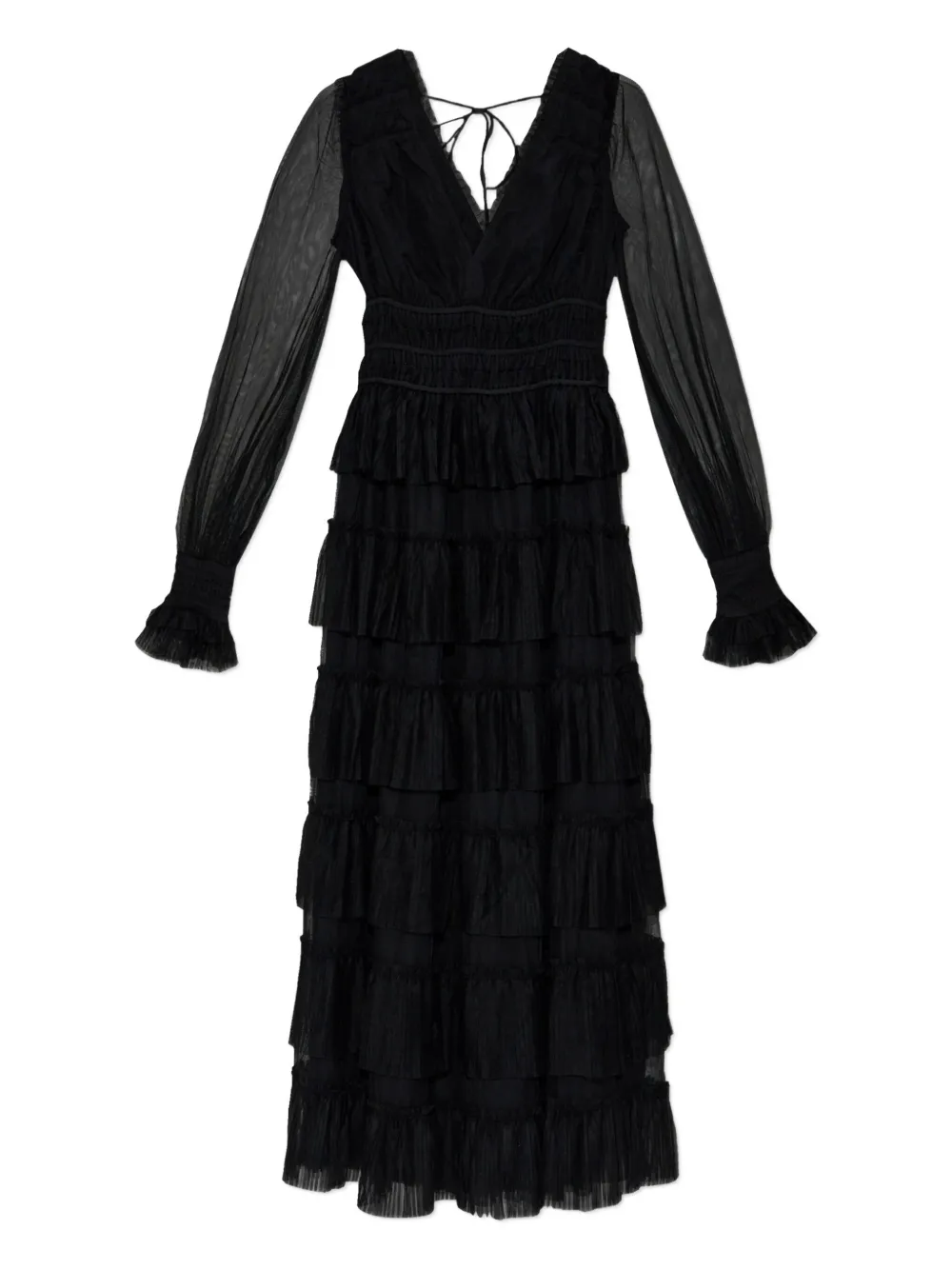 

Ярусное платье с оборками Allsaints, черный