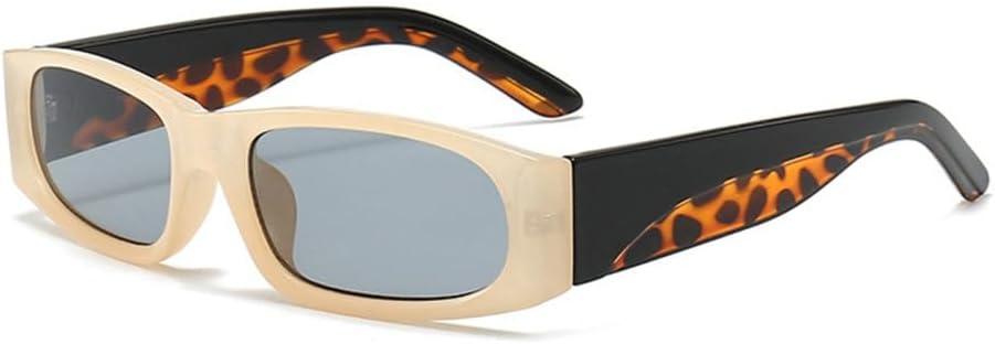 

Солнцезащитные очки в стиле ретро, ​​маленькие прямоугольные, 2027 год, для женщин, модные, с ярким леопардовым принтом, солнцезащитные очки UV400 для мужчин MTZJH, Beige Light Gray