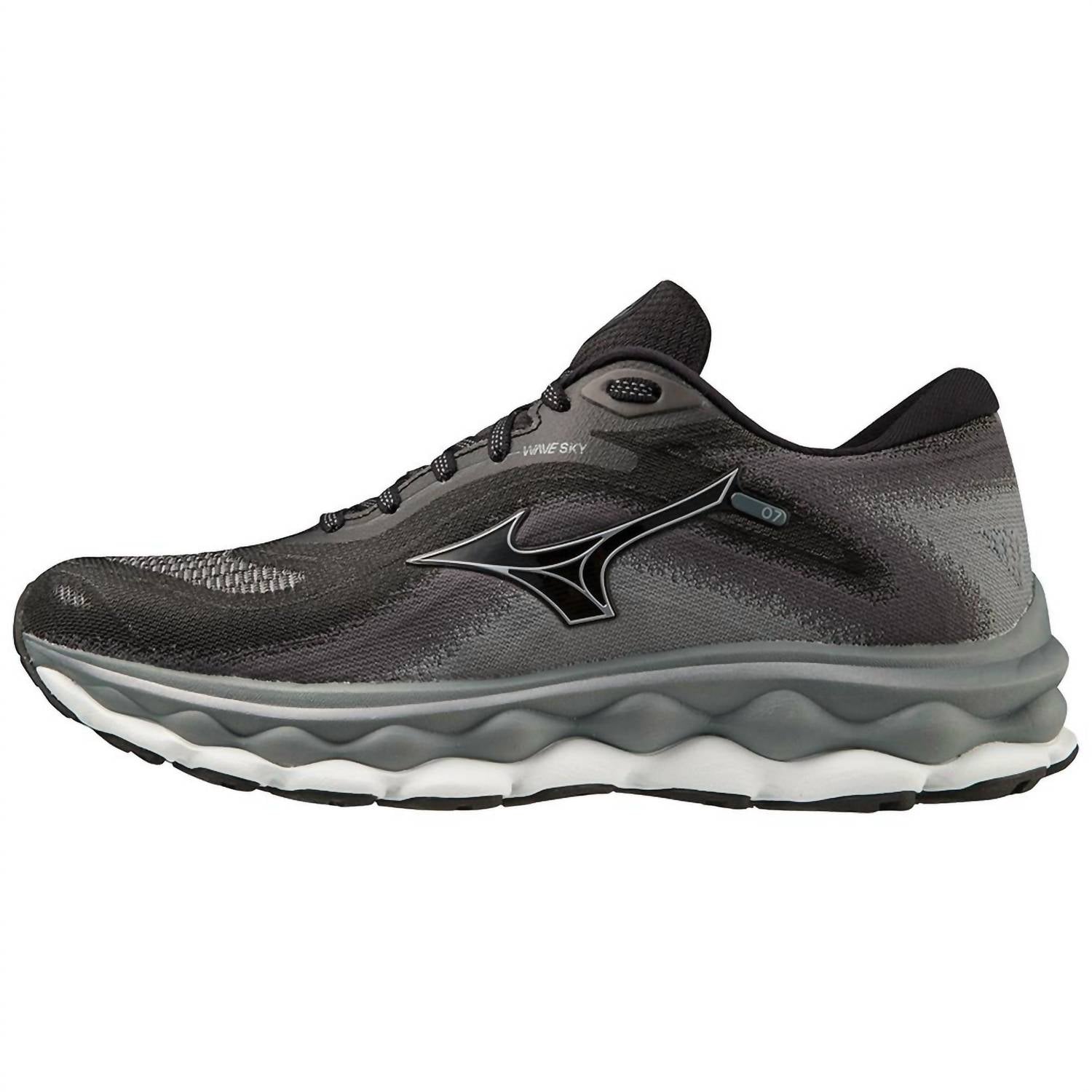 Женские кроссовки Wave Sky 7 в черно-серебристом цвете MIZUNO — фото 2
