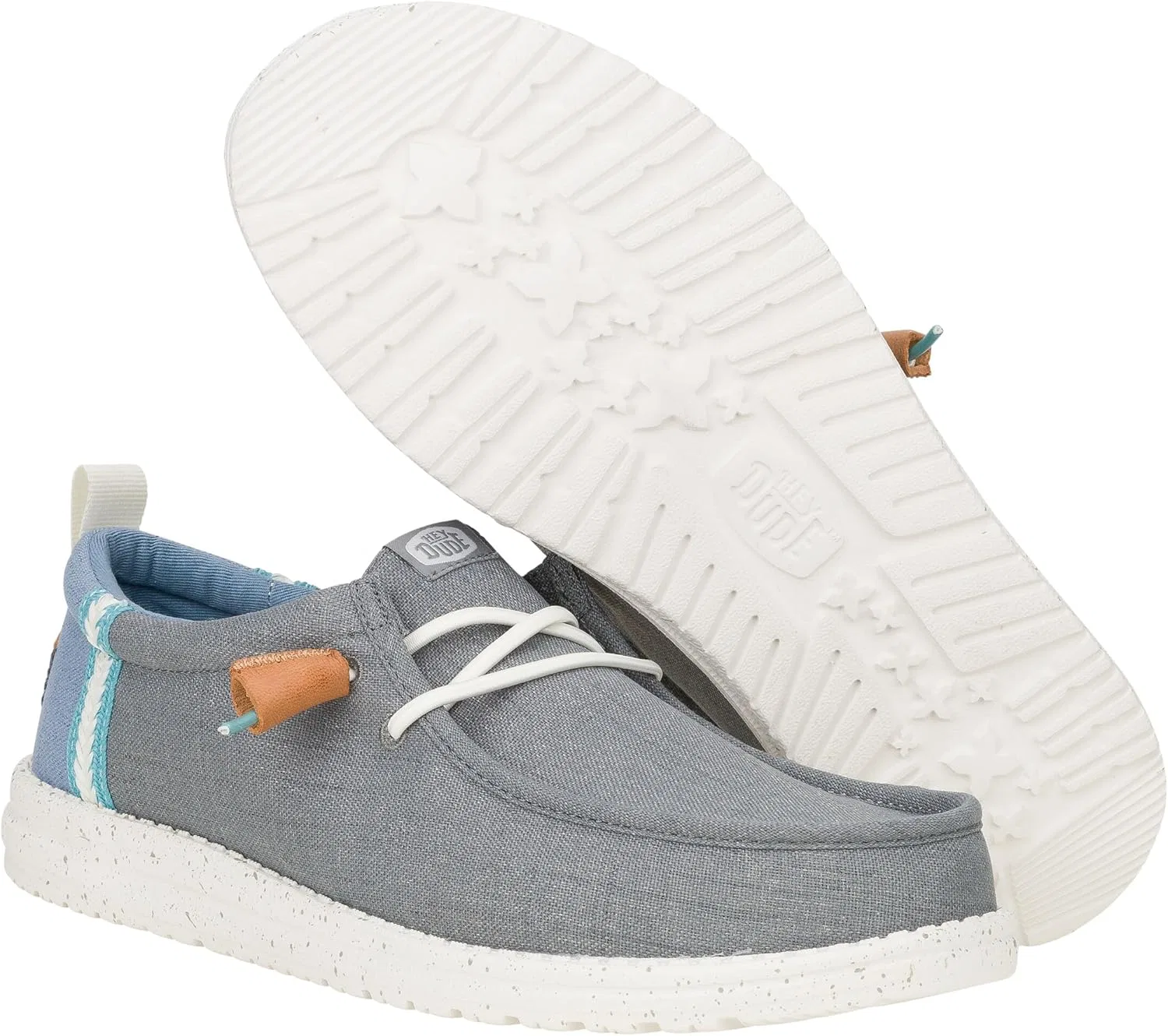 Мужские льняные туфли HEYDUDE Wally Craft, Monument Grey Faded Denim — фото 4