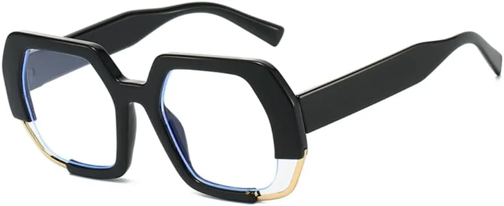 

Солнцезащитные очки Polygon Square для женщин, модные градиентные очки с защитой от УФ-излучения UV400 для мужчин, прозрачная оправа TVTBBVV, Black Clear