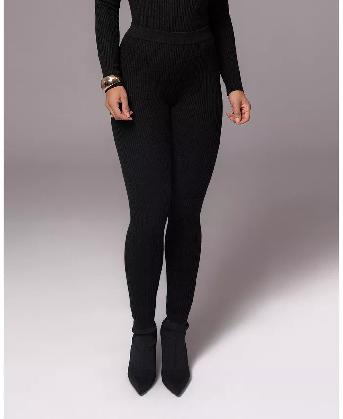 

Женские серые ребристые леггинсы Naaya JLUXLABEL, черный