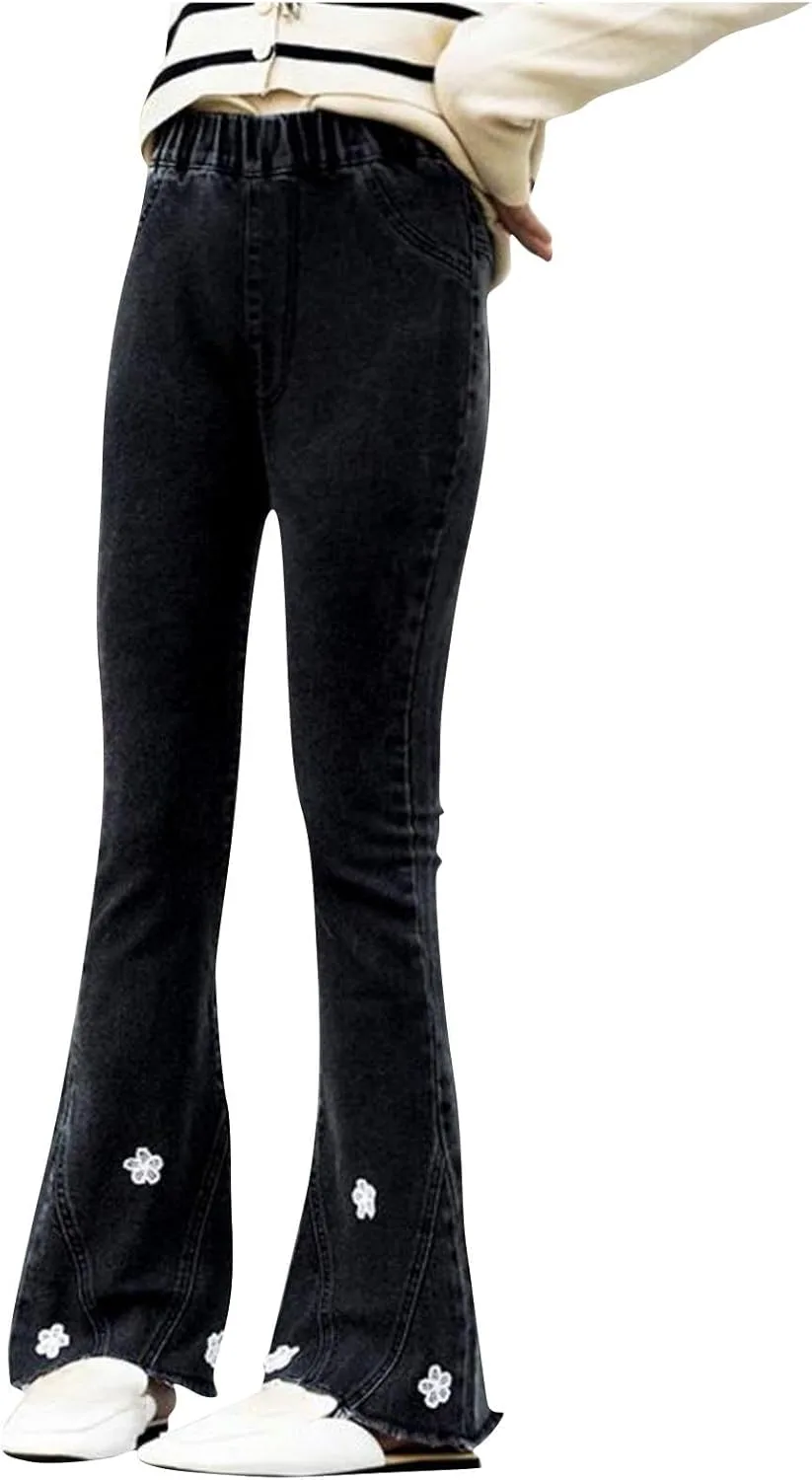 

Джинсы женские с кружевной отделкой и эластичным поясом