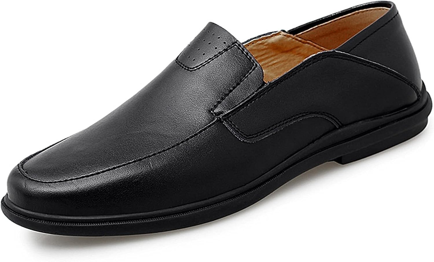 

Мужские лоферы из натуральной кожи с детализированной строчкой, круглым носком, противоскользящей плоской подошвой, легкие, удобные, классические без шнурков (Цвет: черный, Размер: 9) Wound