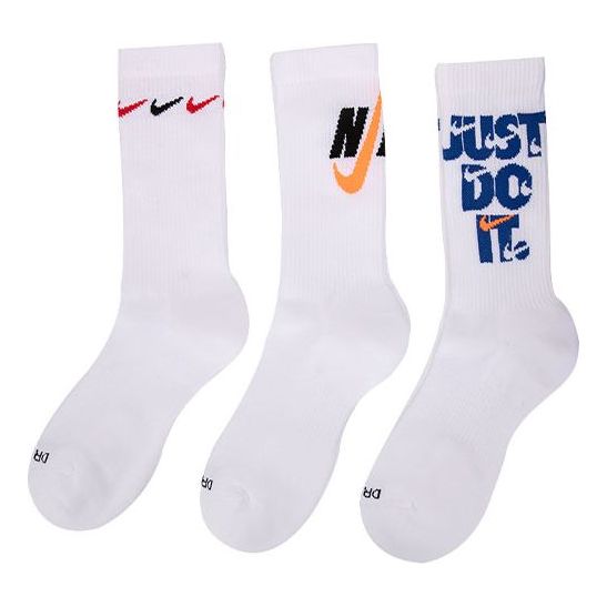 

Носки Nike Printing Logo Athleisure Casual Sports Socks 3 Pairs White DH3822-902, белый
