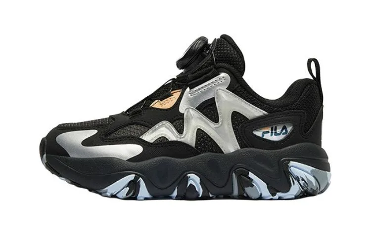 FILA KIDS Детские кроссовки для бега с низким верхом, устойчивые к скольжению и истиранию, черные серебристо-серые, для детей 3-7 лет