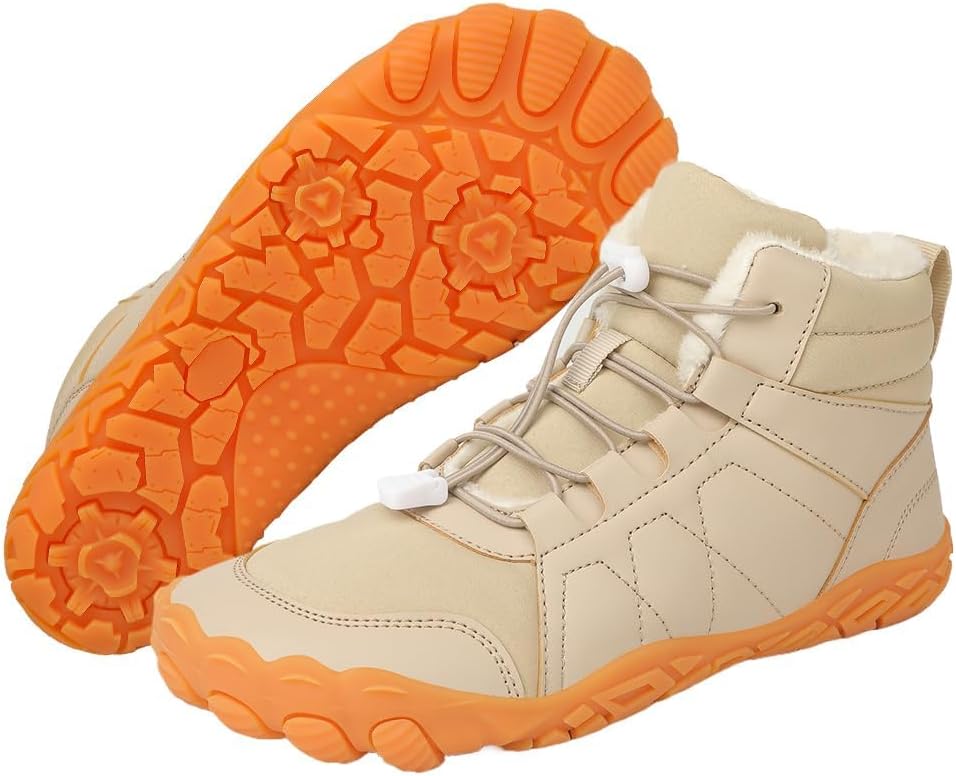 

Зимние ботинки для женщин и мужчин с утеплителем из флиса, водонепроницаемые походные ботинки для улицы, противоскользящие, с нулевым перепадом подошвы, удобные для широкой стопы, для пеших прогулок и босоногой ходьбы Kajxz, хаки