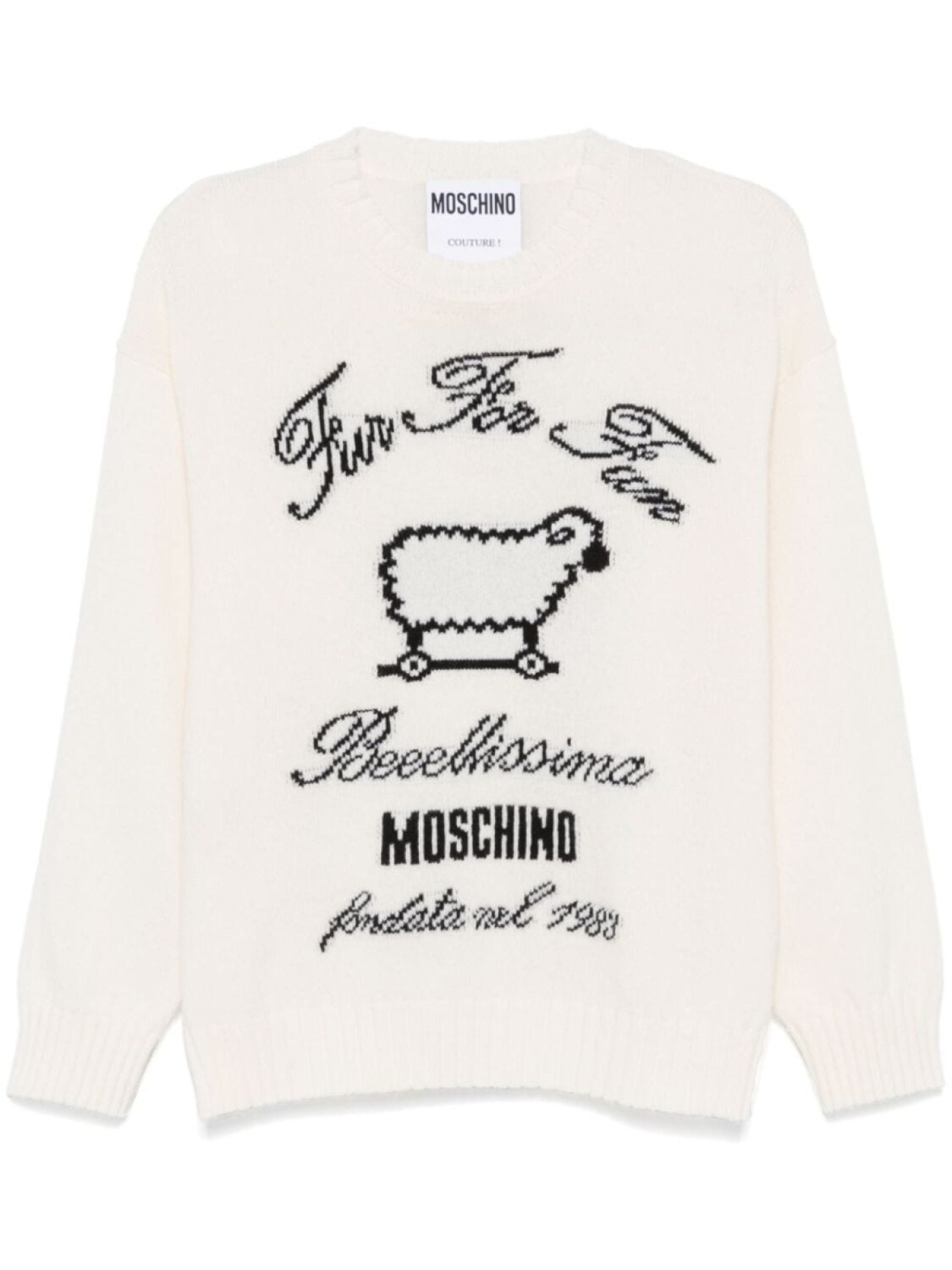 

Moschino свитер вязки интарсия, нейтральный цвет