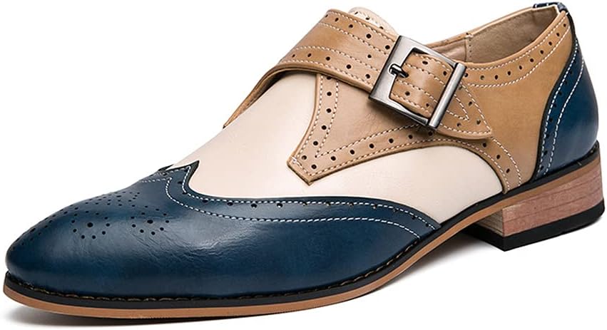 

Мужские оксфорды HuitJours многокрасочные броги Wing Tip с шнуровкой, пэчворк, двухцветные, с перфорацией и круглым носком
