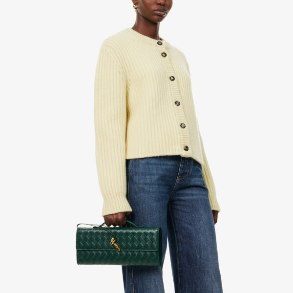Кожаная сумка-клатч Andiamo Bottega Veneta, зеленый — фото 2
