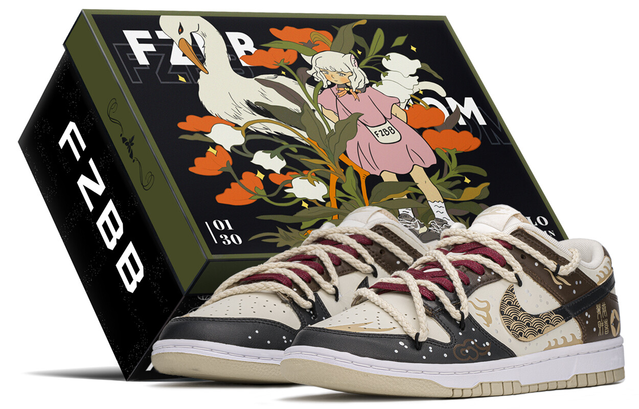 

Кроссовки Nike Dunk Skateboarding Shoes Men Low-top Black/brown/gold, черный/коричневый