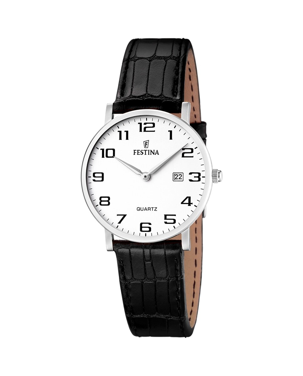 

Женские часы F16477/1 Классический черный кожаный ремешок Festina, черный