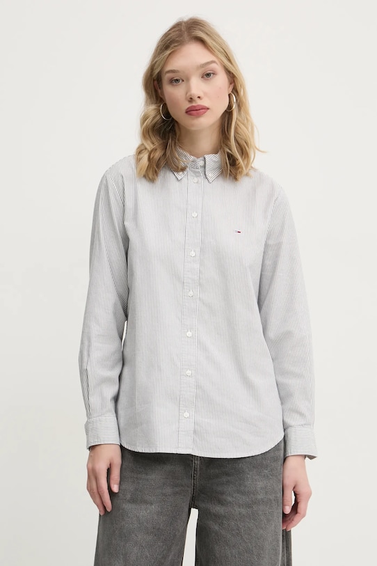 

Хлопковая рубашка Tommy Jeans, серый