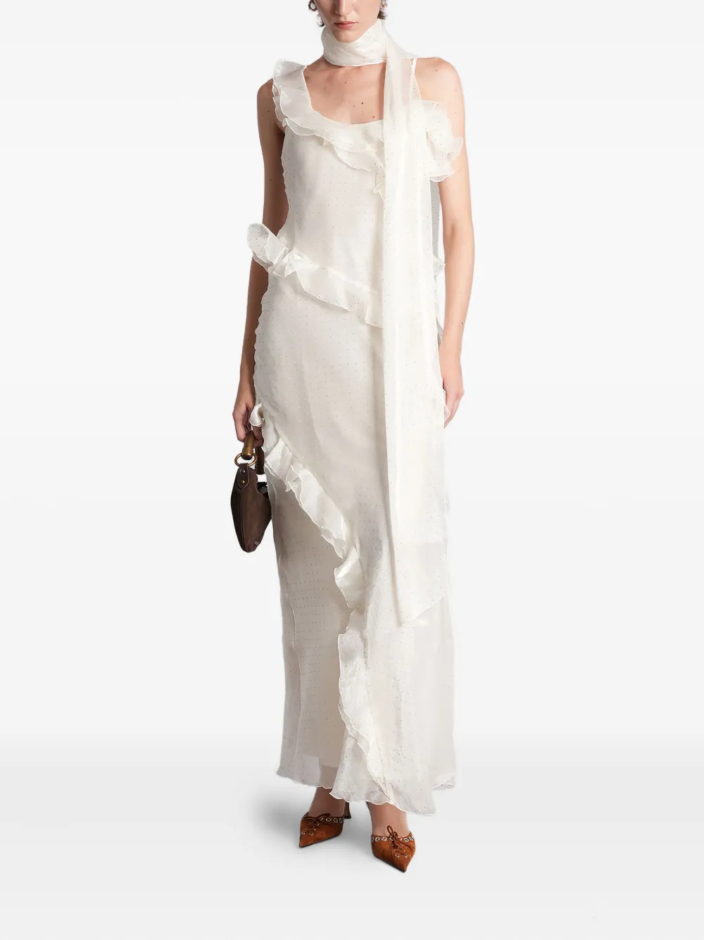 

Макси-платье Monica с оборками Siedres, белый