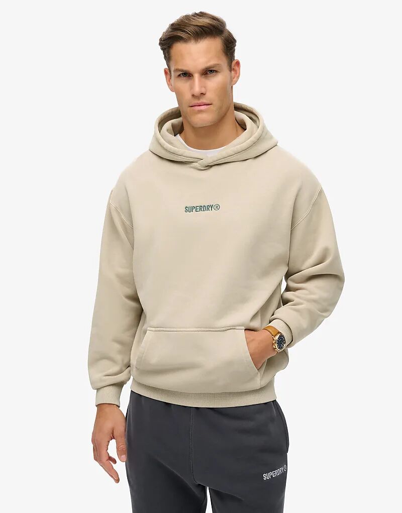 

Свободная толстовка с капюшоном и микрологотипом в сером цвете Superdry