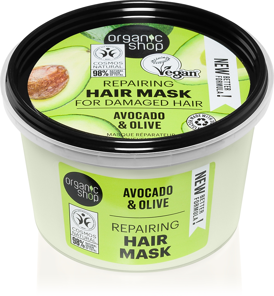 

Восстанавливающая маска для волос с авокадо и оливой Organic Shop, 250 мл