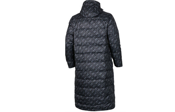 Пуховик Men's adidas Athleisure Casual Sports Soccer/Football Long Hooded Down Jacket Black, черный — фото 2