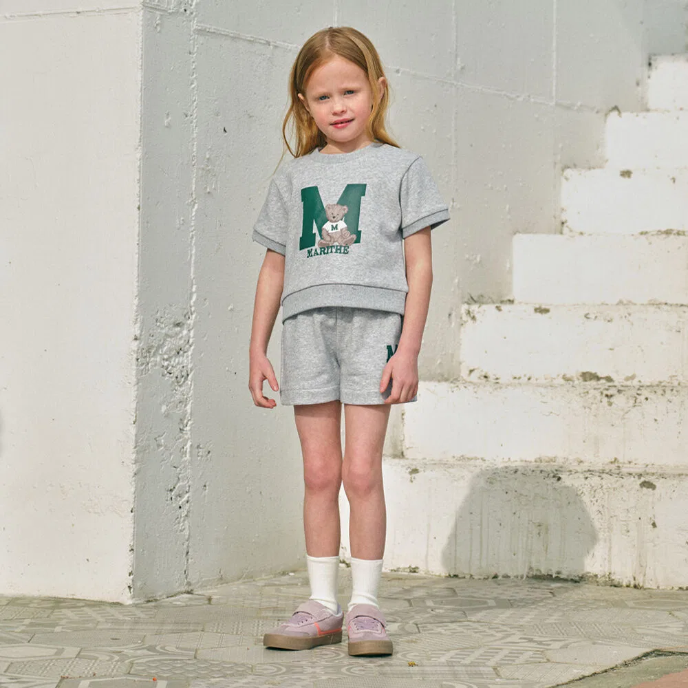 Детские спортивные шорты Enfant M Logo серого меланжа от Marithé Kids