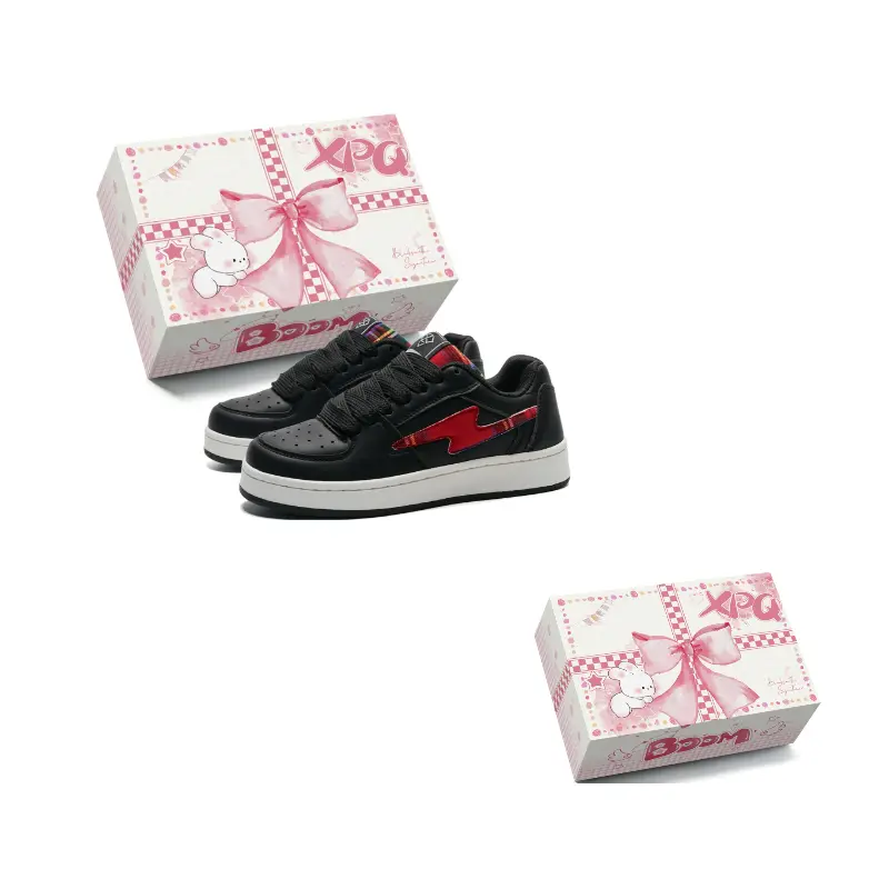 

XPQ Антискользящие износостойкие низкие скейтерские кроссовки унисекс черно-красные, улучшенные, цвет Black Red, Upgraded