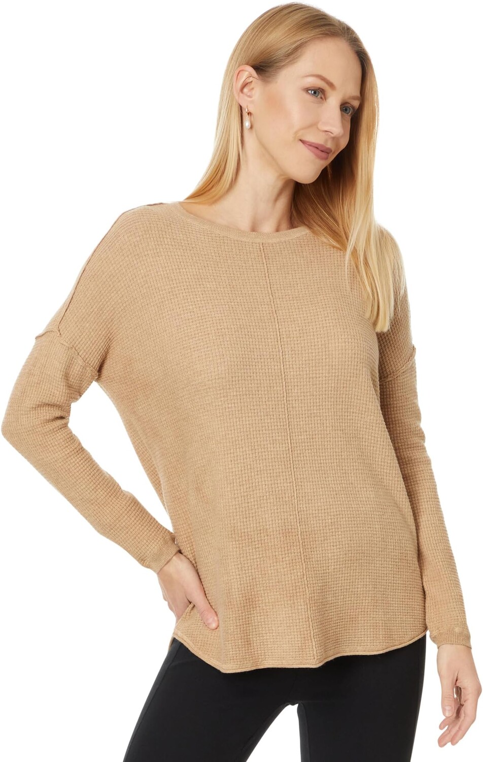 

Свитер Elliott Lauren Cotton Cashmere - Waffle stitch Drop Shoulder Sweater, песочный
