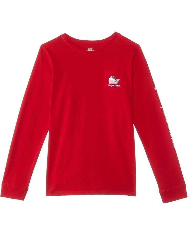 

Лонгслив Vineyard Vines Kids Glitter Santa Long Sleeve Tee, цвет Red Velvet