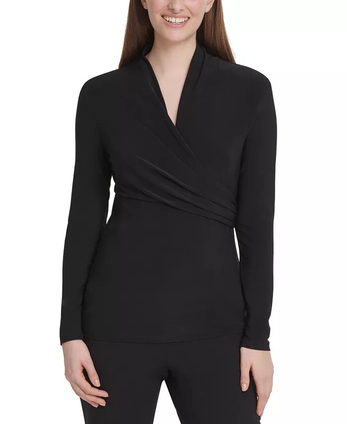 

Топ Petite Surplice DKNY, черный