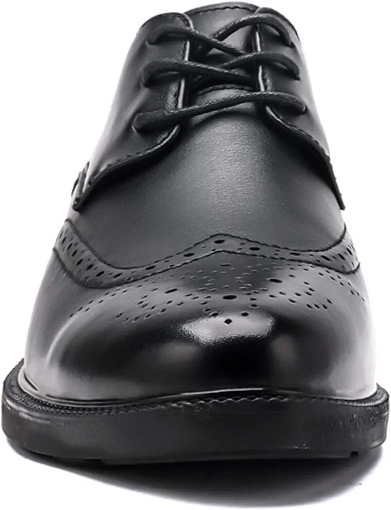 Туфли Kleider Oxford Schuhe für Männer Schnürung Flügelspitze Brogue geprägte Schuhe Block Ferse Low Top Gummi Sohle resistente Nicht -Slip -Party Generic, Schwarz — фото 2