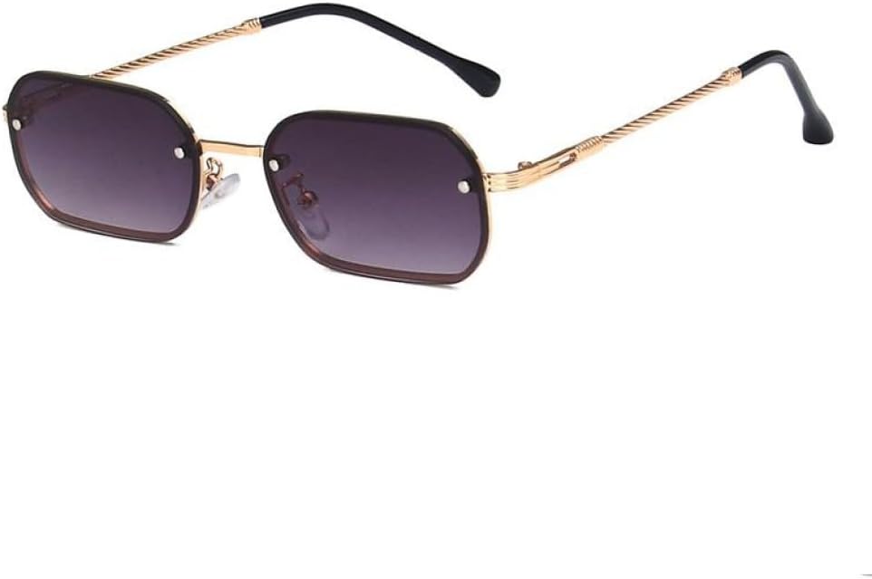 

2027 Модные маленькие прямоугольные солнцезащитные очки в металлической оправе для женщин, винтажные квадратные солнцезащитные очки с защитой от УФ-излучения UV400 MTZJH, 4