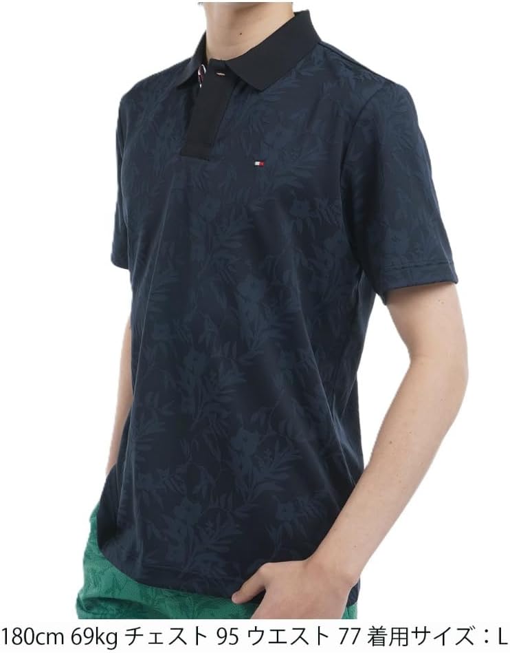 Мужская поло-рубашка Tommy Hilfiger Golf Classic THMA522 с коротким рукавом и жаккардовым узором в виде листьев, белый — фото 2