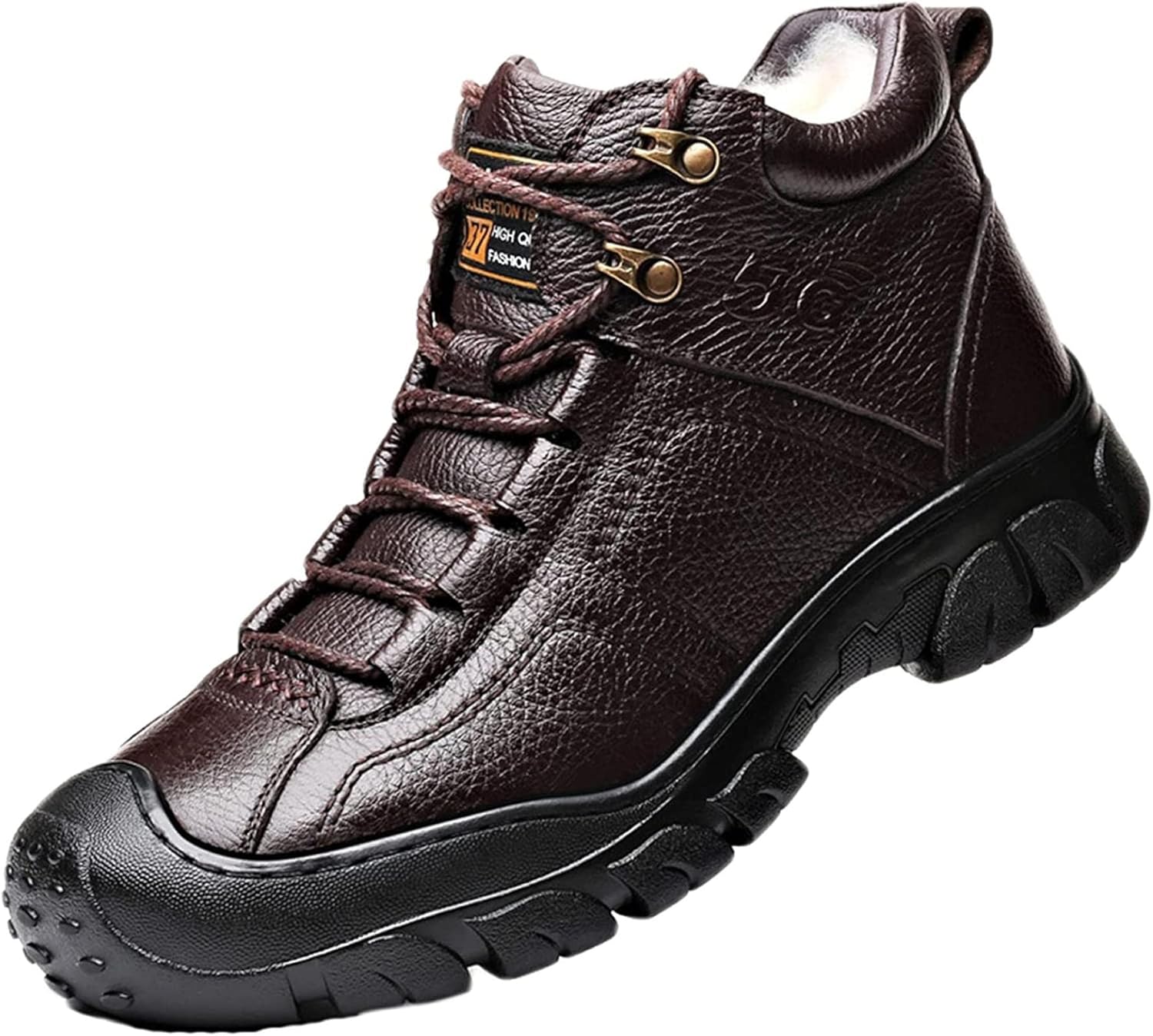 

Мужские зимние ботинки Yiozoi с высоким берцем, ветронепроницаемые, утепленные бархатной подкладкой, для прогулок на улице, шнуровка, классические повседневные ботинки, коричневый