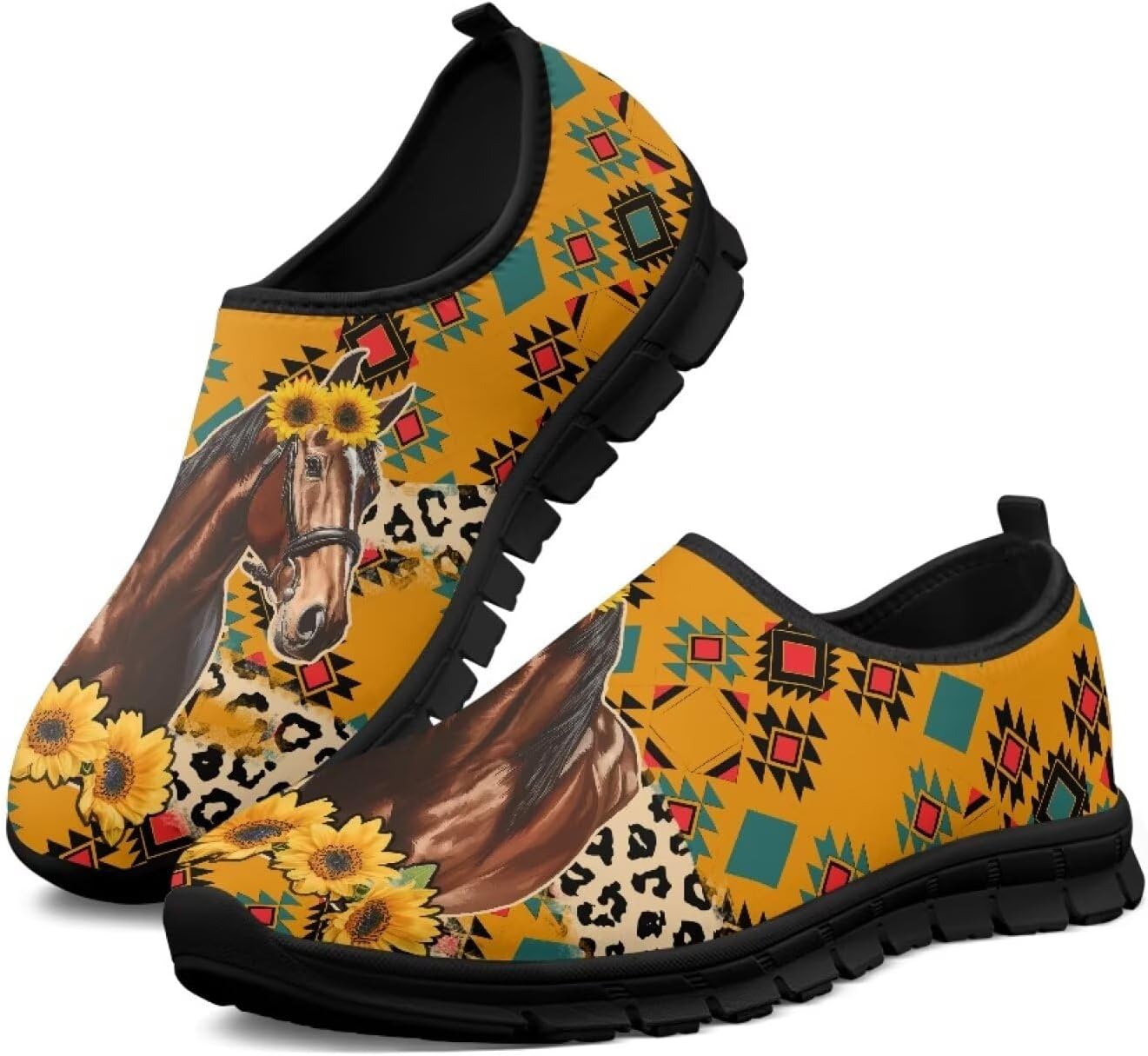 

Мужские кроссовки Hresuewn, мягкие и комфортные, спортивная обувь, дышащие, для ходьбы, тенниса и бега, модный принт, Horse Aztec