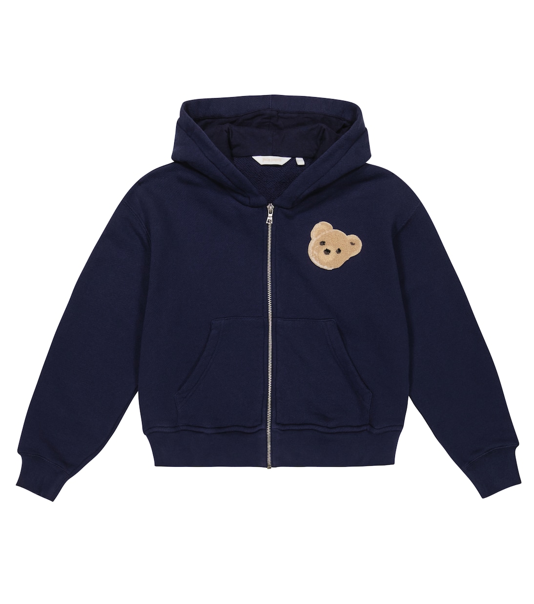 

Хлопковая толстовка с капюшоном на молнии с логотипом Palm Angels Kids, Navy Blue Brown
