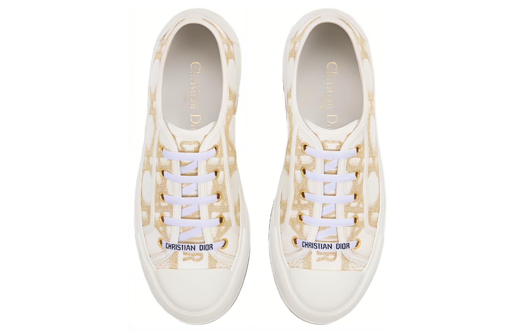 Прогулочные кроссовки Dior Low Top для женщин бело-золотые — фото 4