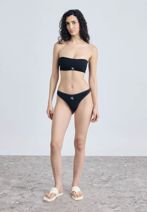 Бикини-Топ bandeau с графическим монограммным рисунком Calvin Klein Swimwear, Black — фото 2