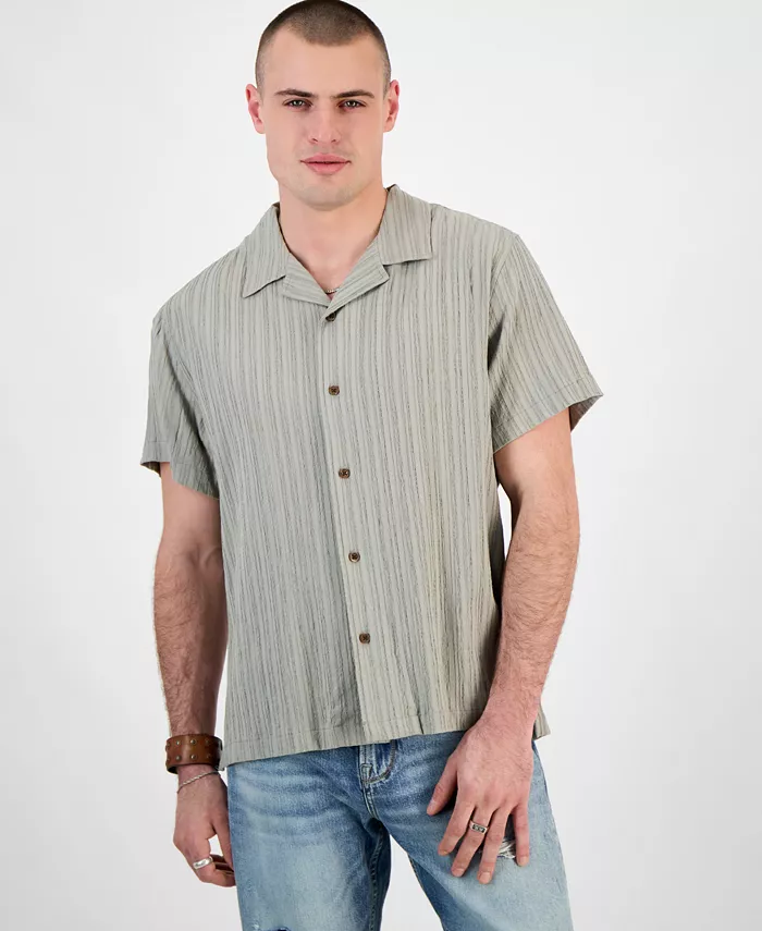 

Мужская рубашка Schaffer Regular-Fit с текстурой и пуговицами для отдыха GUESS, зеленый