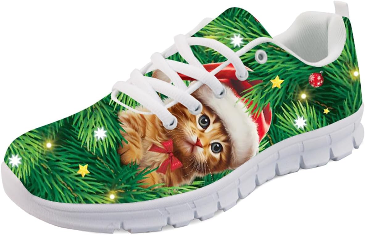 

Кроссовки Forchrinse Green Galaxy Starry Space Nebula для мужчин и женщин, легкие спортивные туфли для занятий в зале и бега, Christmas Cat