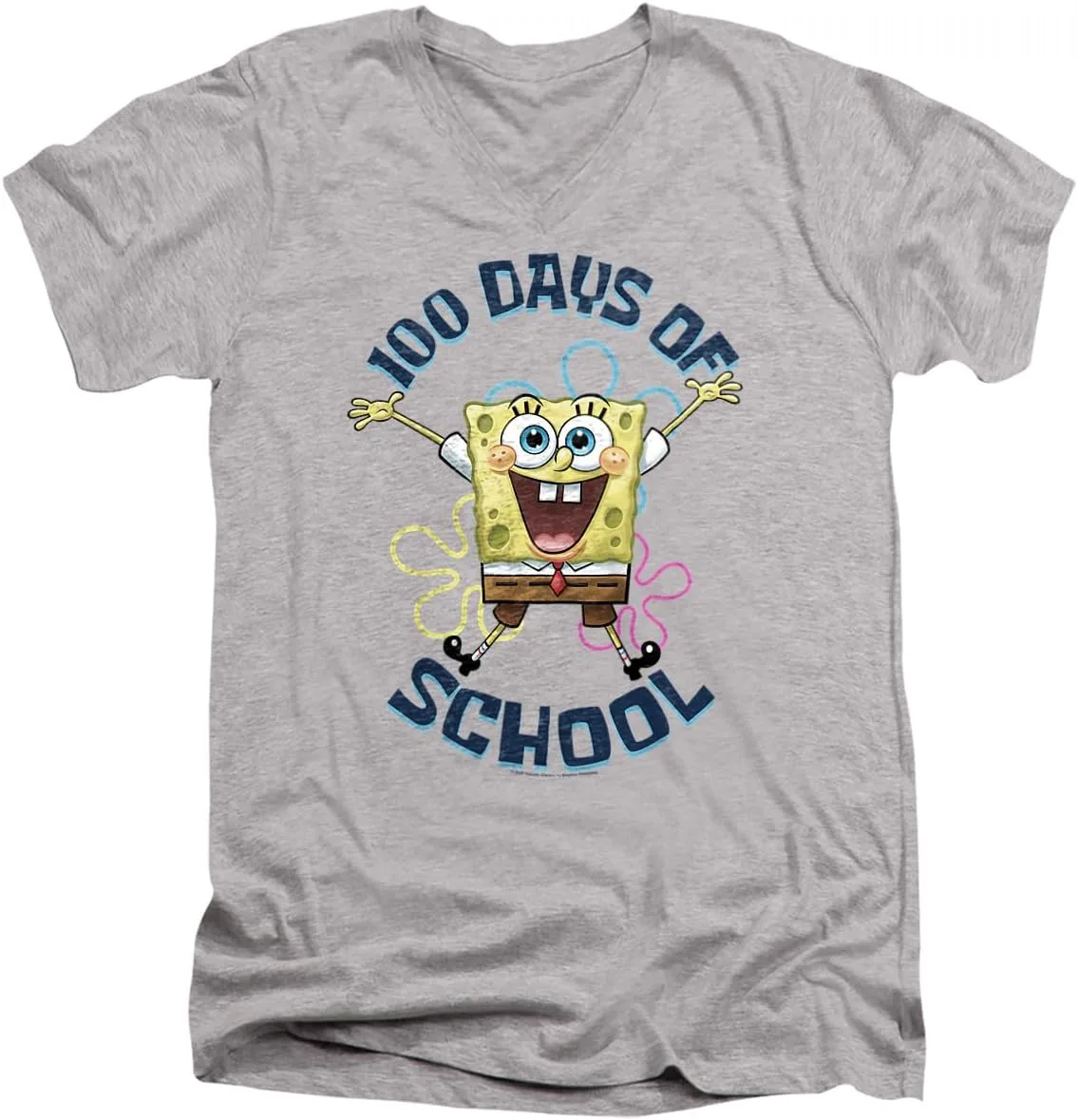 

Футболка V-Neck Unisex Adult Spongebob 100 Days of School Popfunk