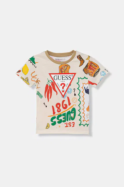 Футболка хлопковая детская Guess, бежевый