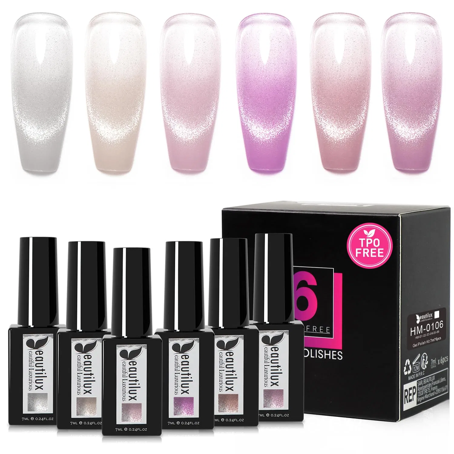 Гель-лак для ногтей Cat Magnetic Eye HEMA-FREE «HM-0106» от Beautilux Beautilux, Hm-0106